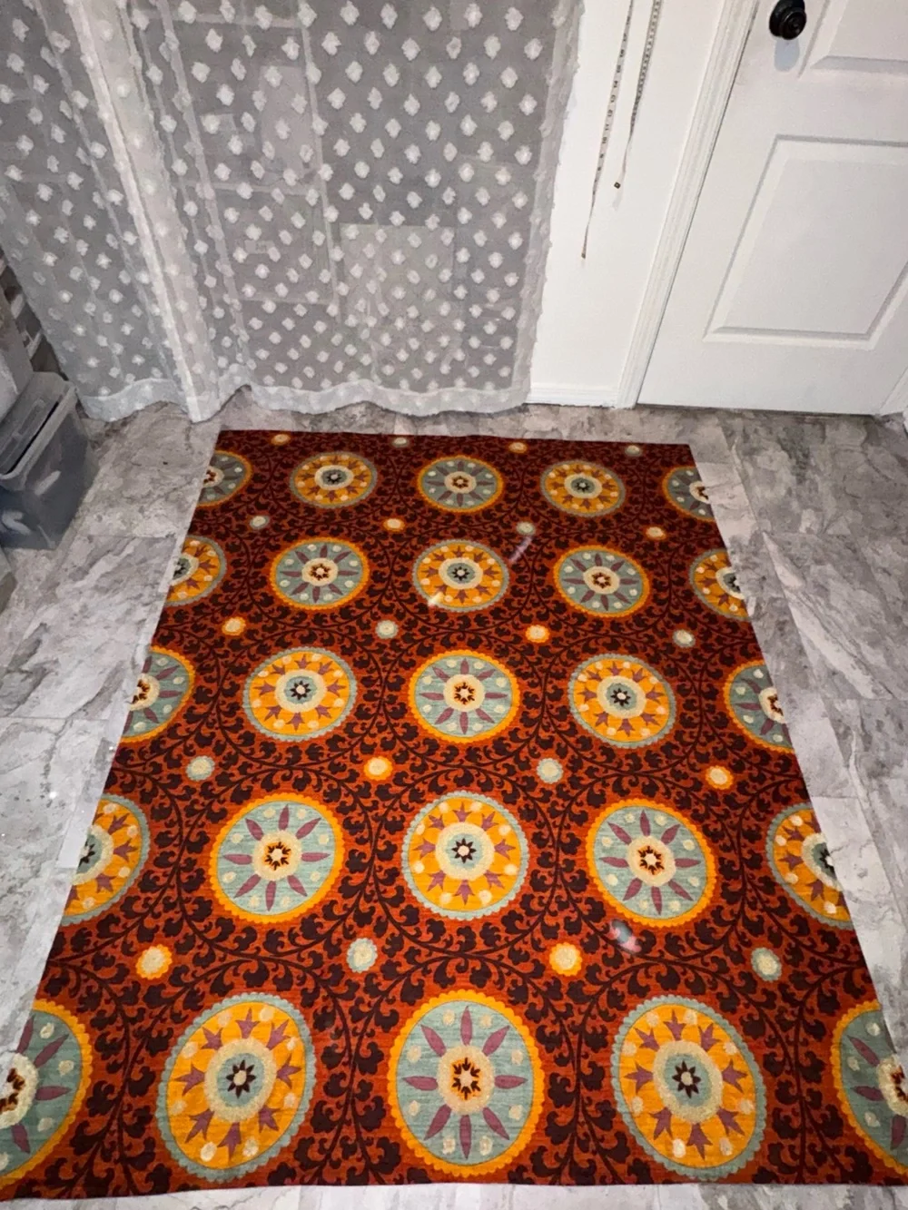 Vibrant Orange Floral Medallion Comfort Set